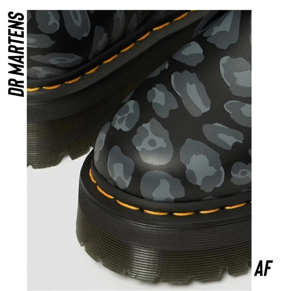 DR MARTENS JADAN PLATFORM BOOTS IN LEOPARD PRINT NWT NEW BLACK AND GREY
